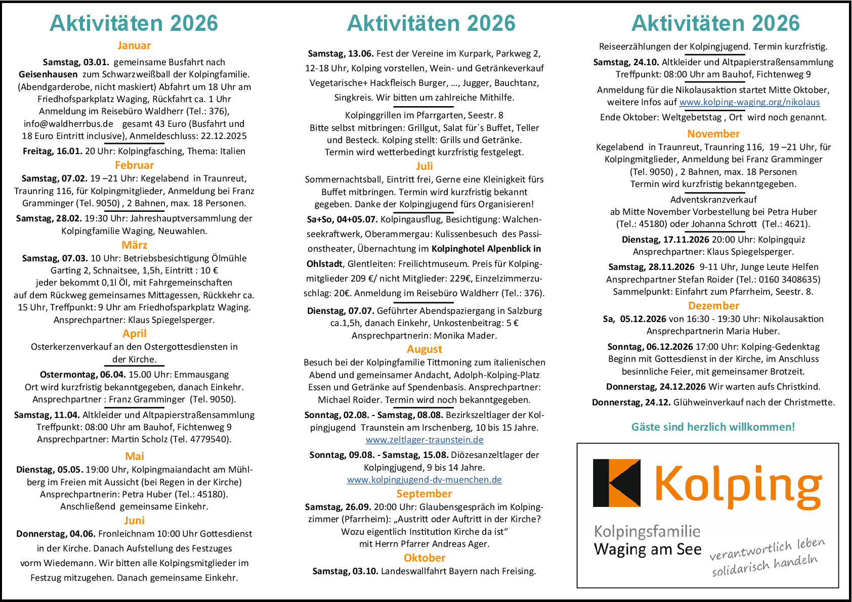 Jahresprogramm 2024 Kolpingfamilie Waging Seite 2